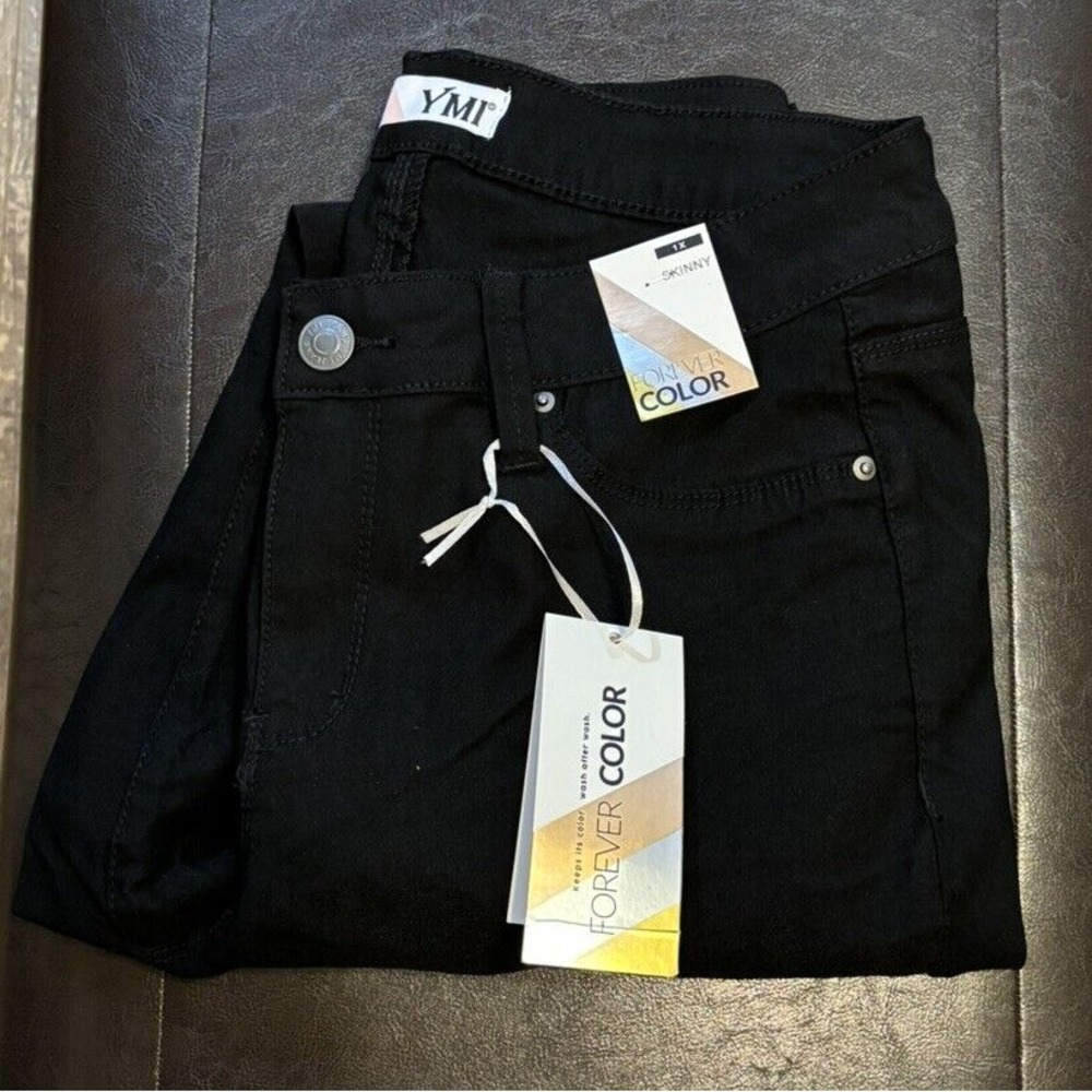 YMI Forever Color‎ Women's Sz 1X Leggings Pants Mid Rise Black Skinny